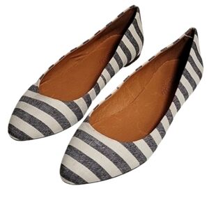 Madewell sidewalk skimmer striped flats  women's size 8 NWOT